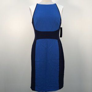 Tahari Blue and Black Midi Dress